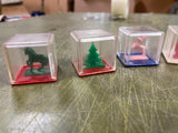 Vintage Lot Of 14 Small Plastic Cube Animals Puzzle Skill Game Toy