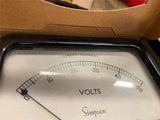 NOS Vtg Electronics Simpson Voltmeter Guage meter Analog Panel Meter Black Spade