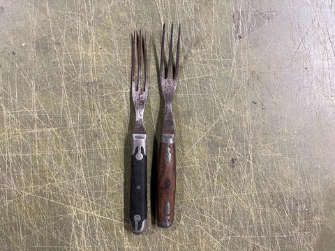 VTG Antique 1800s Lot Of 2 Civil War Silverware Forks Wood Handled Ornate
