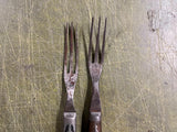 VTG Antique 1800s Lot Of 2 Civil War Silverware Forks Wood Handled Ornate