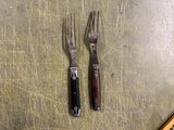 VTG Antique 1800s Lot Of 2 Civil War Silverware Forks Wood Handled Ornate