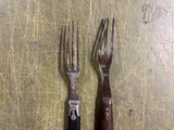 VTG Antique 1800s Lot Of 2 Civil War Silverware Forks Wood Handled Ornate