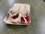 Mrs. Days Ideal Baby Shoe Crib Shoes Red Velvet White Rabbit Fur 1950-60s