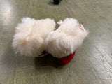 Mrs. Days Ideal Baby Shoe Crib Shoes Red Velvet White Rabbit Fur 1950-60s