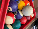 Vtg Billiard Pool Table Balls Set Triangles USA 1950's Chalk lot Accessories!