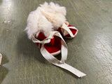 Mrs. Days Ideal Baby Shoe Crib Shoes Red Velvet White Rabbit Fur 1950-60s