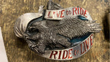OEM Vtg Harley Davidson Belt Buckle Live to Ride Touring Dyna Softail Sport 1981