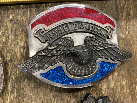 Vtg Harley Davidson Belt Buckle Eagle Metal Flake Touring Dyna Softail Chopper!