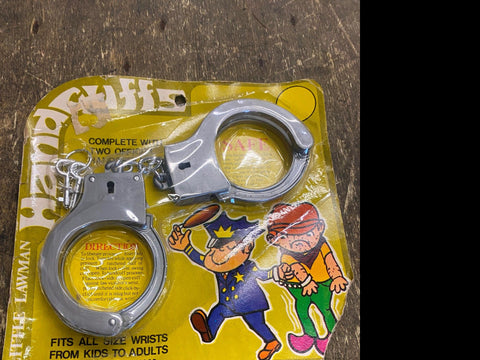 Vtg Toy Handcuffs Play Police Cops robbers Set 1960's Orig Display Package Hong