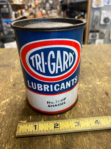 Tri Gard vtg Tin Can Oil Gas Grease Can Metal Service Station Man Cave Garage!