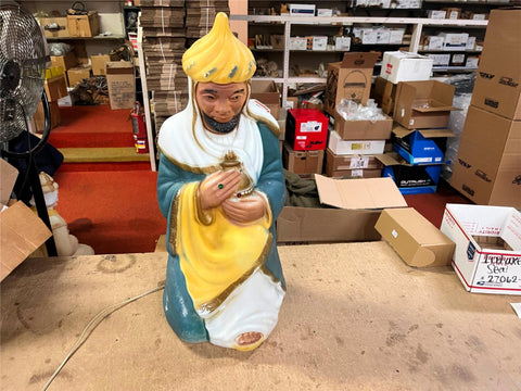 VTG 1980s Made in USA Poloron 28" Wise Man Blow Mold Christmas Decor Jeweled