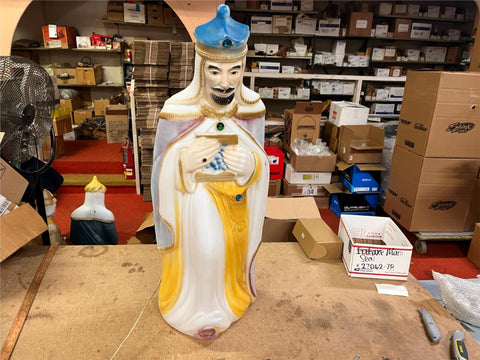 VTG 1980s Made in USA Poloron 37" Wise Man Blow Mold Christmas Decor Jeweled