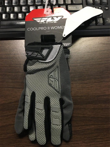 FLY RACING WOMEN'S COOLPRO GLOVES GREY MENS SMALL/WOMENS LARGE