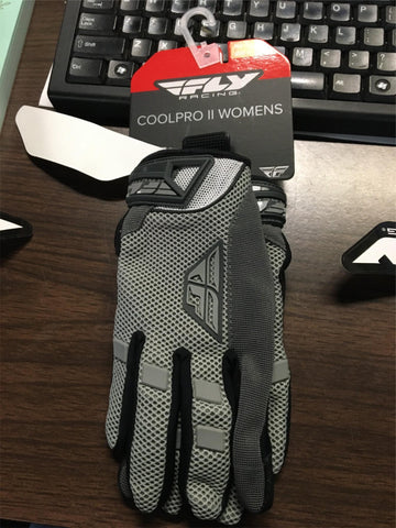 FLY RACING WOMEN'S COOLPRO GLOVES GREY MENS XS/WOMENS MED