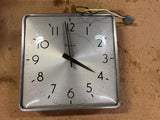 VTG Made in USA Simplex Thick Glass 12X12 Metal Square Wall Clock 3 prong Plug