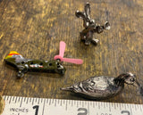 miniature collectible figurines Rabbit horn duck Helicopter Vtg Toy Lot