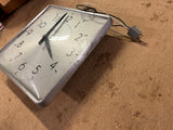 VTG Made in USA Simplex Thick Glass 12X12 Metal Square Wall Clock 3 prong Plug