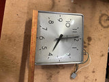 VTG Made in USA Simplex Thick Glass 12X12 Metal Square Wall Clock 3 prong Plug