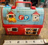 vintage Fisher-Price Red Barn Farm mini lunch box 549 1962 Toy Play set