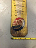 PEPSI COLA SODA THERMOMETER 1950'S METAL EMBOSSED VTG ORIG WALL ADVERTISING SIGN