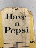 PEPSI COLA SODA THERMOMETER 1950'S METAL EMBOSSED VTG ORIG WALL ADVERTISING SIGN