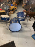 Vtg 1960's Metal Blue Slingerland Drum Set Band Sparkle Cymbals Bass Snare Case