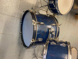 Vtg 1960's Metal Blue Slingerland Drum Set Band Sparkle Cymbals Bass Snare Case