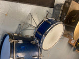 Vtg 1960's Metal Blue Slingerland Drum Set Band Sparkle Cymbals Bass Snare Case