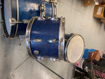 Vtg 1960's Metal Blue  Drum Set Band Sparkle Cymbals Bass Snare Case Slingerland