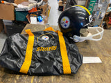 lot Vtg Pittsburgh Steelers collectible helmet duffel bag Kids Display NFL Hutch