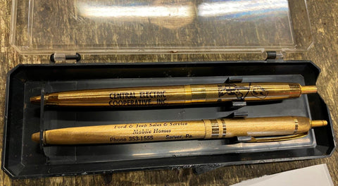 Vtg 60's Pen Set Jacks ford Sales Sarver James powel Cent Electric Redi Kilowatt