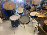 Vtg 1960's Metal Blue  Drum Set Band Sparkle Cymbals Bass Snare Case Slingerland