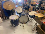 Vtg 1960's Metal Blue  Drum Set Band Sparkle Cymbals Bass Snare Case Slingerland