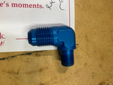 6AN 90 degree Male x 1/2" NPT Male Adapter Fitting Blue Oil line Motorcycle Auto