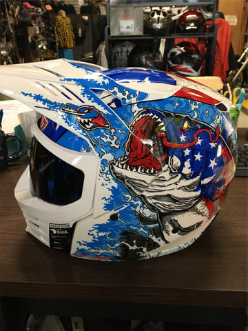 Elsinore™ Helmet - American Basstard - Blue - 2XL ICON REMOVABLE MASK MODULAR