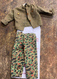 Vtg GI Joe Combat Green Fatigue Jacket Shirt 1964 Camo Pants marine Fatigue Acc!