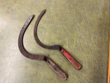 Vtg Antique Early 1900s Lot Of 2 Sickle Farm Tools Wood Handled Barn Decor