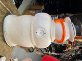 Vtg 1990 Blow mold Snowman Frostie Christmas decor 29" Poloron Broom orange