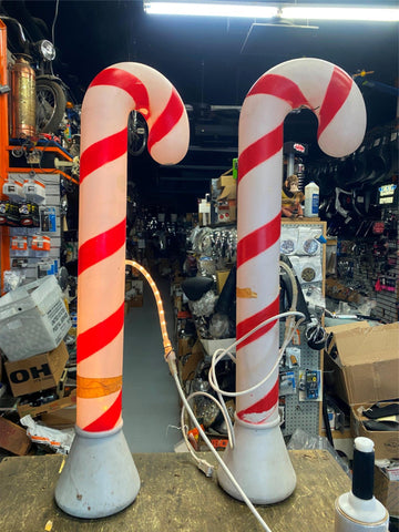 Vtg 80's Blow mold Candy Canes Large Light up Christmas decor 40" Union?