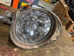 Custom Stretched Headlight 4 1/2" Harley Custom Chopper H4 Tri bar bulb Softail