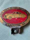 Vtg State Farm Insurance License Plate Topper 1940's Hot Rat Rod Truck Motorcycl