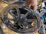 Pr Chrome Round spoke Mag Wheels Harley touring FLH Ultra Glide King 00^ 3x16