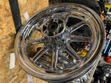 Pr Chrome Round spoke Mag Wheels Harley touring FLH Ultra Glide King 00^ 3x16