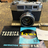 Vtg Yashica Lynx-1000 35mm Rangefinder Camera Yashinon 4.5cm F1.8 Lens Japan nic