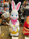 Vtg 70's Blow mold Easter Bunny holiday decor 21" Empire Pair Basket