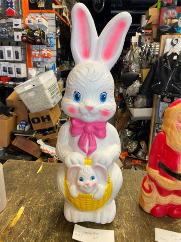 Vtg 70's Blow mold Easter Bunny holiday decor 21" Empire Pair Basket