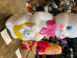 Vtg 70's Blow mold Easter Bunny holiday decor 21" Empire Pair Basket