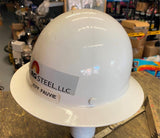 white MSA Skullgard full brim hard hat Construction RG STeel Mill Plant Safety