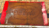 Vtg Coca-Cola Cooler Panel Embossed Sign Tin Coke 1940's Soda collector Patina!