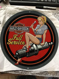 HARLEY DAVIDSON ANDE ROONEY METAL SIGN SPARK PLUG BABE - MAN CAVE GARAGE